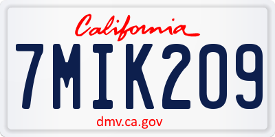 CA license plate 7MIK209