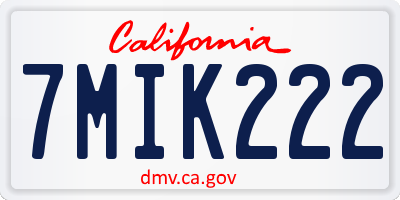 CA license plate 7MIK222