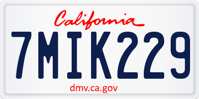 CA license plate 7MIK229