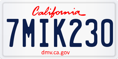 CA license plate 7MIK230