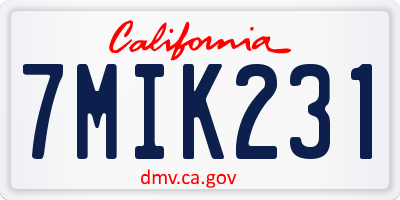 CA license plate 7MIK231