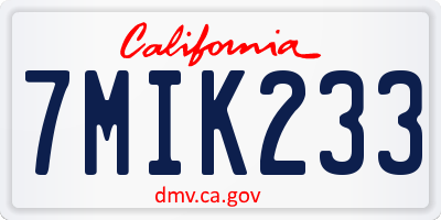 CA license plate 7MIK233