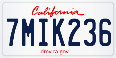 CA license plate 7MIK236