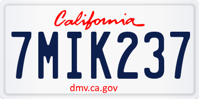 CA license plate 7MIK237