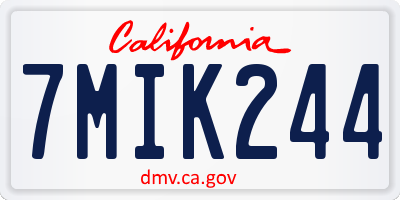 CA license plate 7MIK244