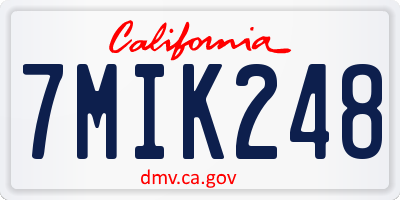CA license plate 7MIK248