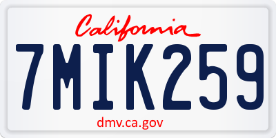 CA license plate 7MIK259
