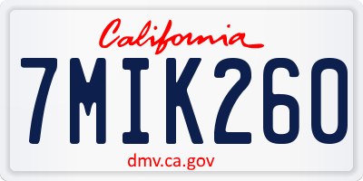 CA license plate 7MIK260