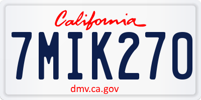 CA license plate 7MIK270