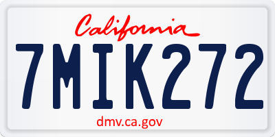 CA license plate 7MIK272