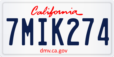 CA license plate 7MIK274