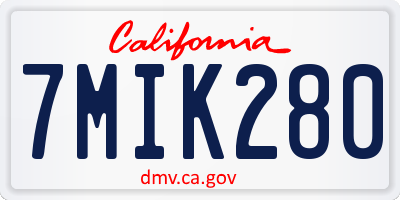 CA license plate 7MIK280