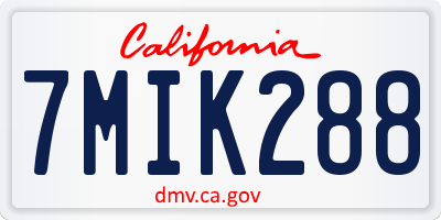 CA license plate 7MIK288