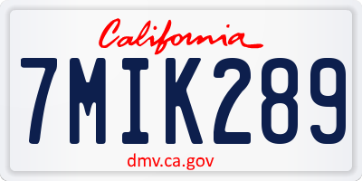 CA license plate 7MIK289