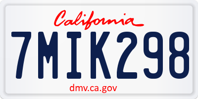 CA license plate 7MIK298