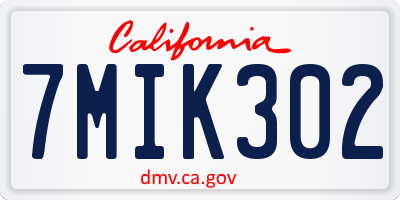 CA license plate 7MIK302