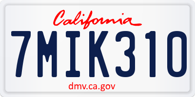 CA license plate 7MIK310