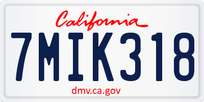 CA license plate 7MIK318