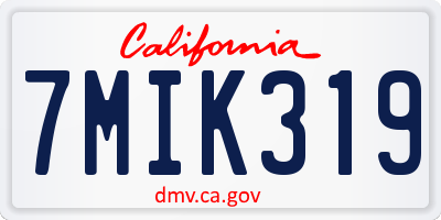 CA license plate 7MIK319