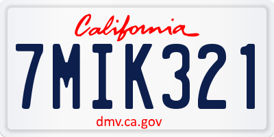 CA license plate 7MIK321