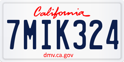 CA license plate 7MIK324