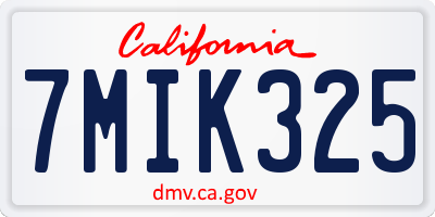 CA license plate 7MIK325