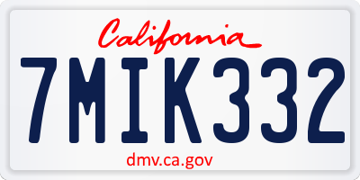 CA license plate 7MIK332