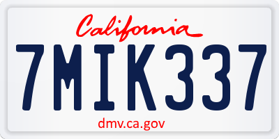 CA license plate 7MIK337