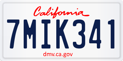 CA license plate 7MIK341