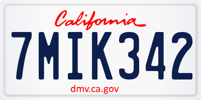 CA license plate 7MIK342