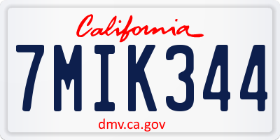 CA license plate 7MIK344