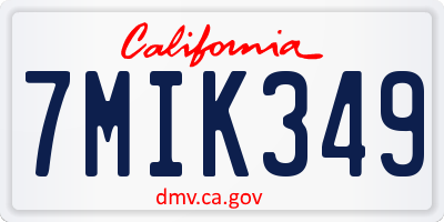 CA license plate 7MIK349