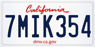 CA license plate 7MIK354