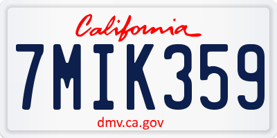 CA license plate 7MIK359
