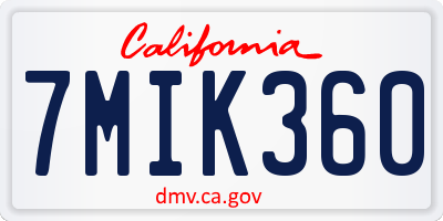 CA license plate 7MIK360