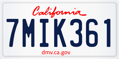 CA license plate 7MIK361