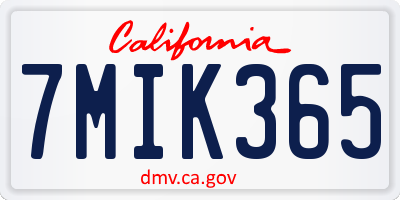 CA license plate 7MIK365