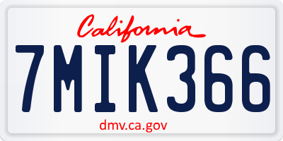 CA license plate 7MIK366