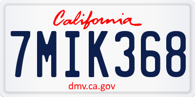 CA license plate 7MIK368