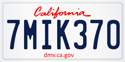 CA license plate 7MIK370