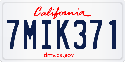 CA license plate 7MIK371