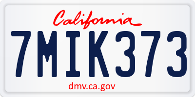 CA license plate 7MIK373