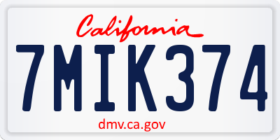 CA license plate 7MIK374