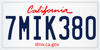 CA license plate 7MIK380
