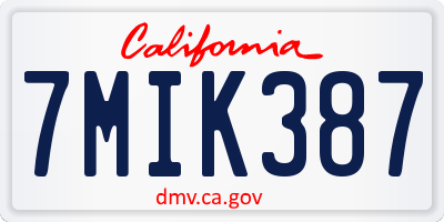 CA license plate 7MIK387