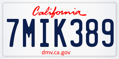 CA license plate 7MIK389