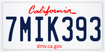 CA license plate 7MIK393