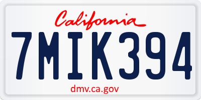 CA license plate 7MIK394