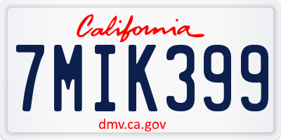 CA license plate 7MIK399