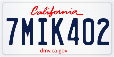 CA license plate 7MIK402